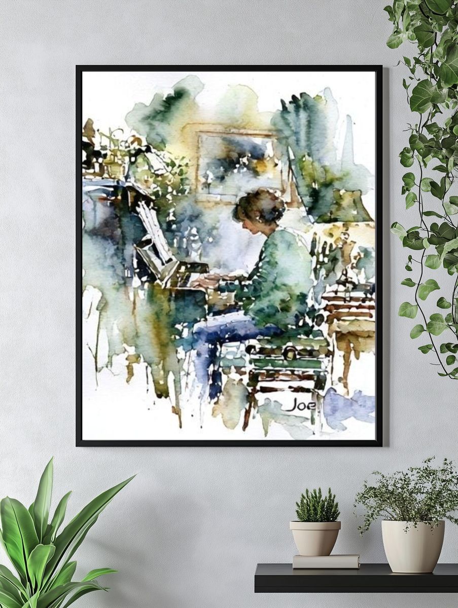 Piano Practice Watercolor Poster. — room view 4