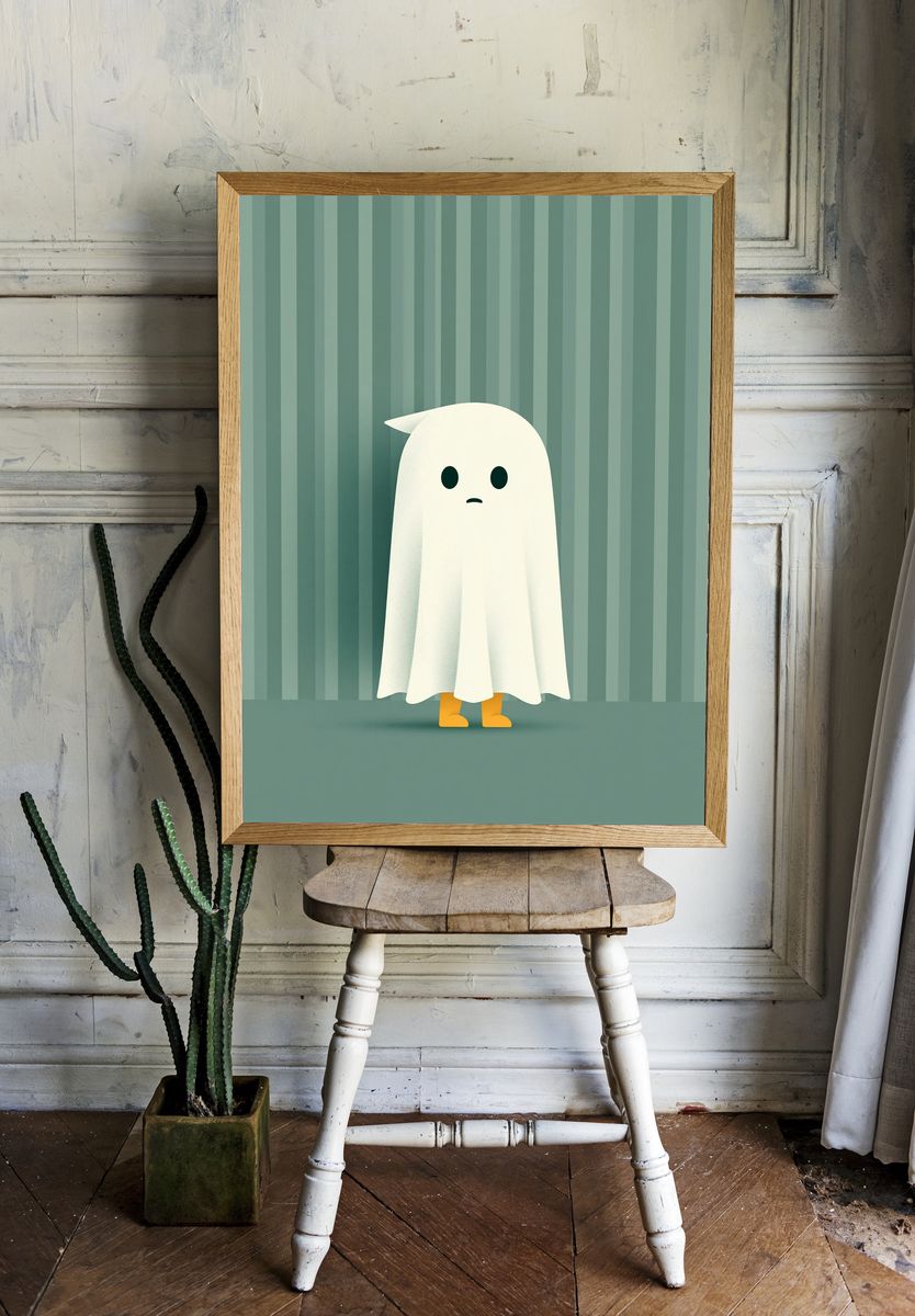 Cute Ghost Illustration Poster. — room view 1