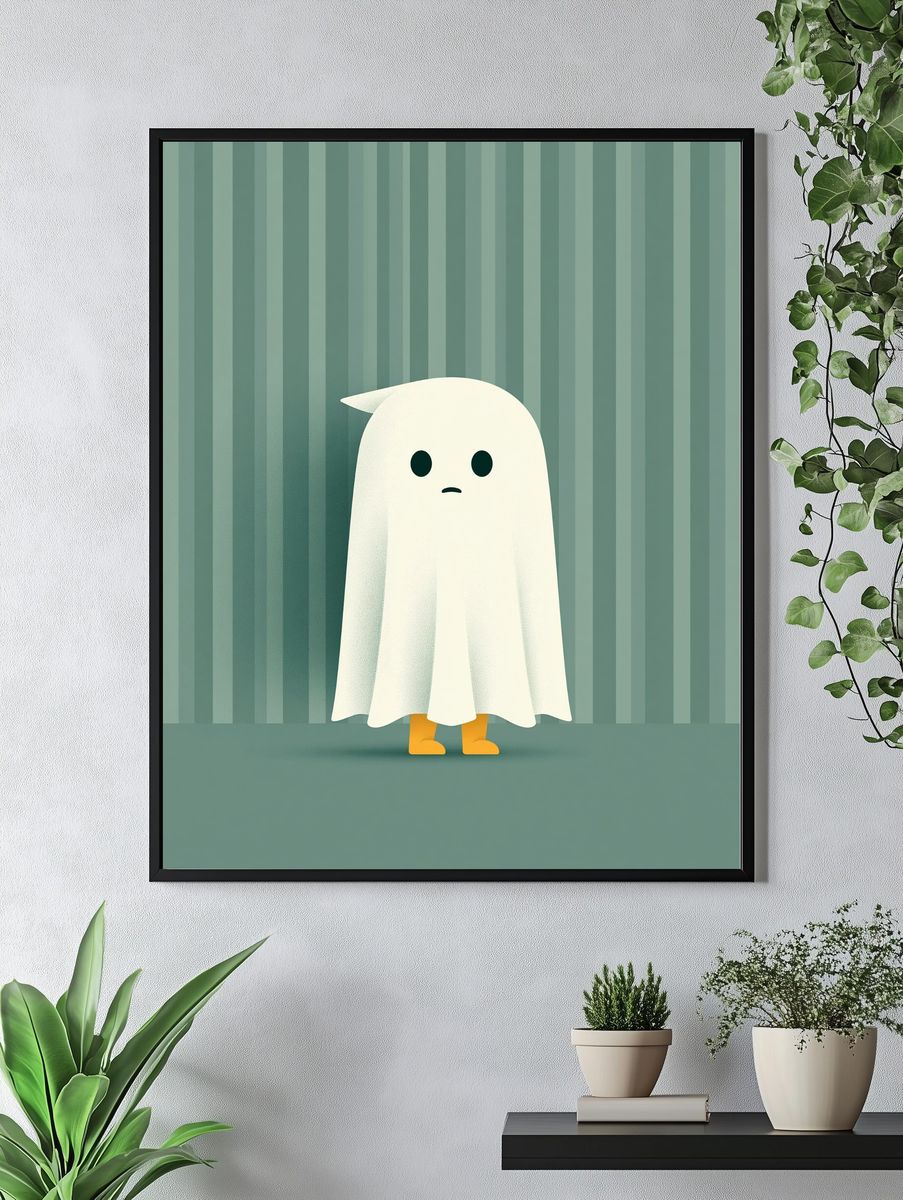 Cute Ghost Illustration Poster. — room view 4