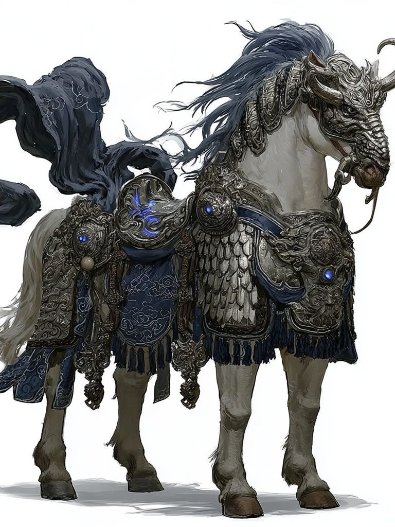 Armored Fantasy Horse Illustration Poster. poster detail