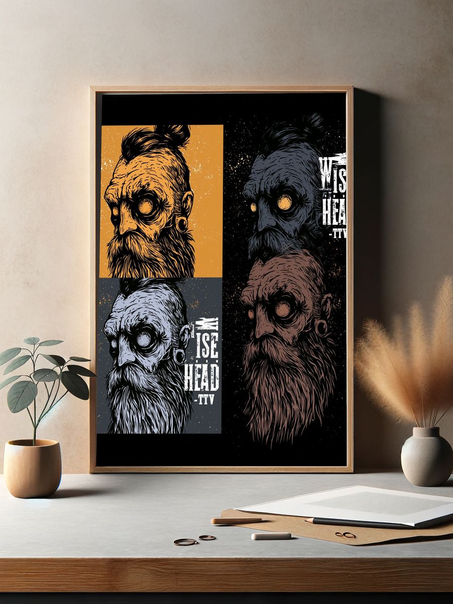 Wise Head Illustration Poster. — room view 2