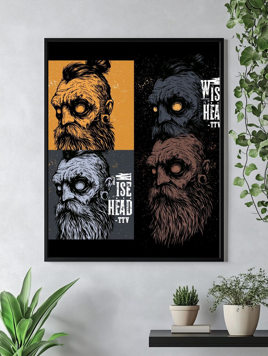Wise Head Illustration Poster. — room view 4