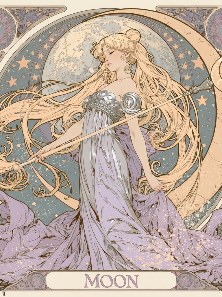 Moon Goddess Art Nouveau Poster. poster detail