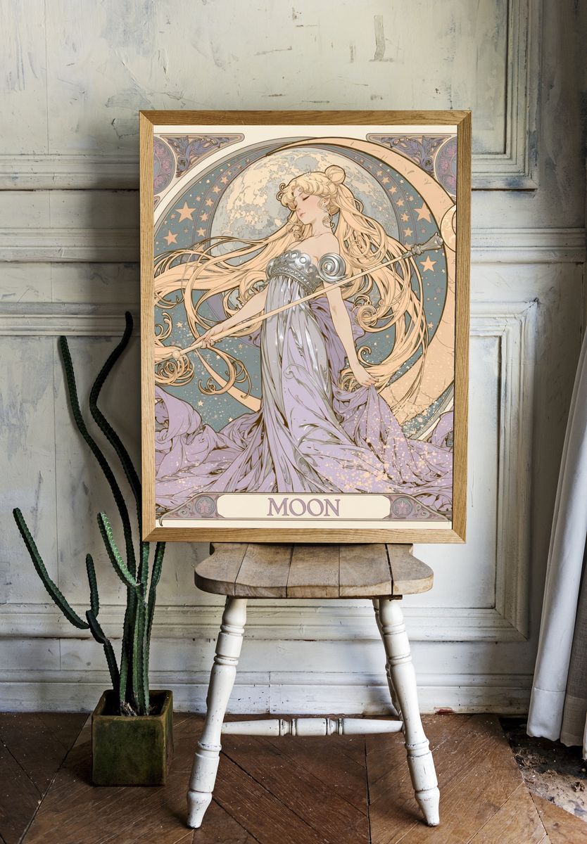 Moon Goddess Art Nouveau Poster. room preview