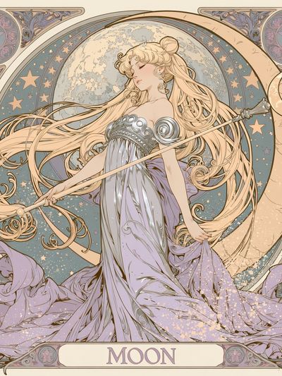 Moon Goddess Art Nouveau Poster. poster print