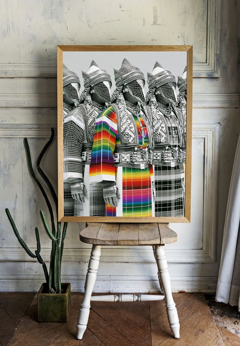 Rainbow Grid Figures Illustration Poster. room preview
