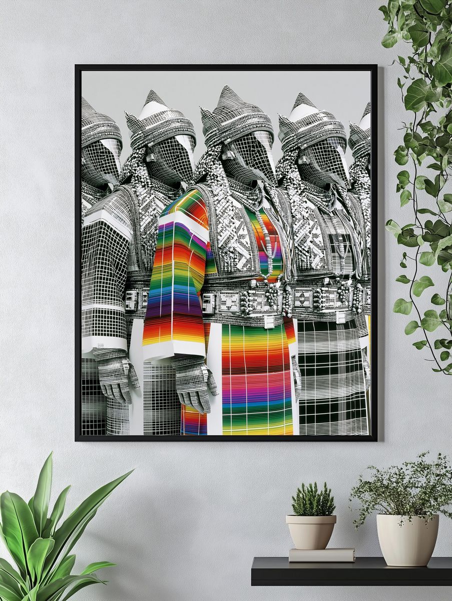 Rainbow Grid Figures Illustration Poster. — room view 4