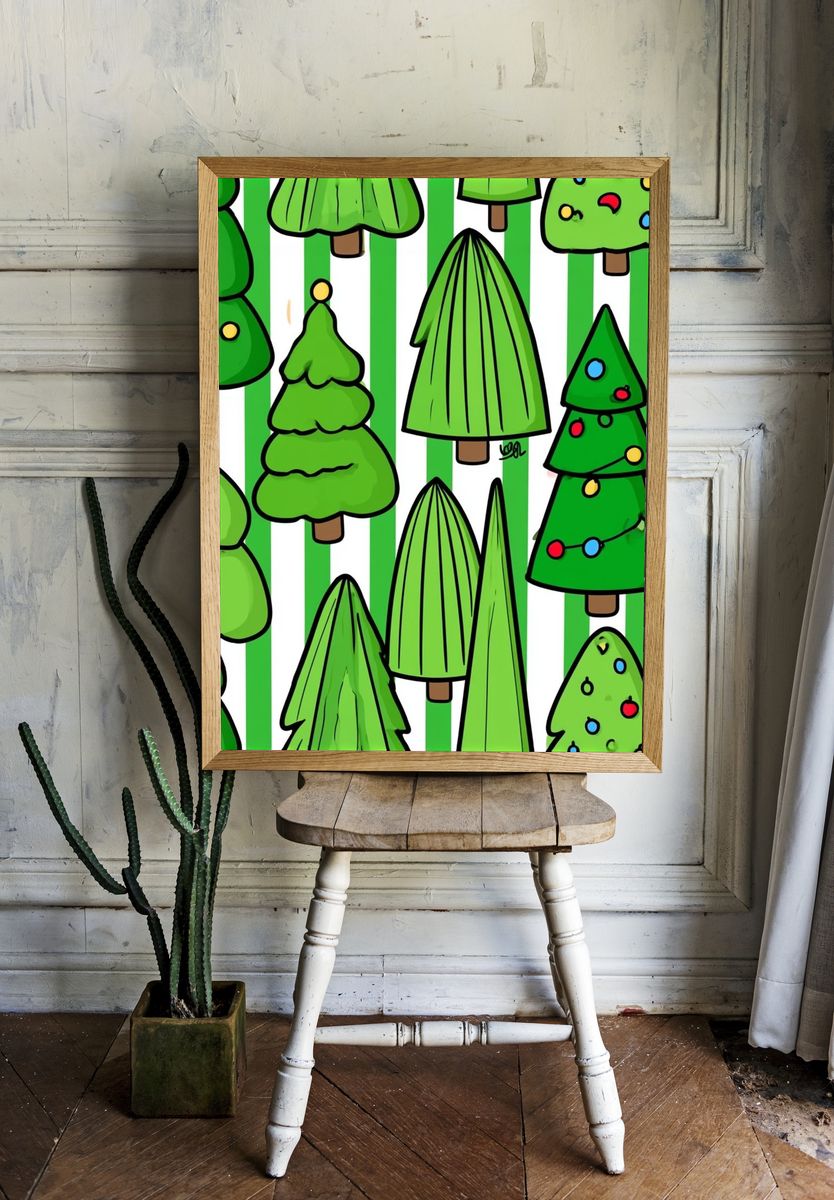 Christmas Trees Illustration Poster. room preview