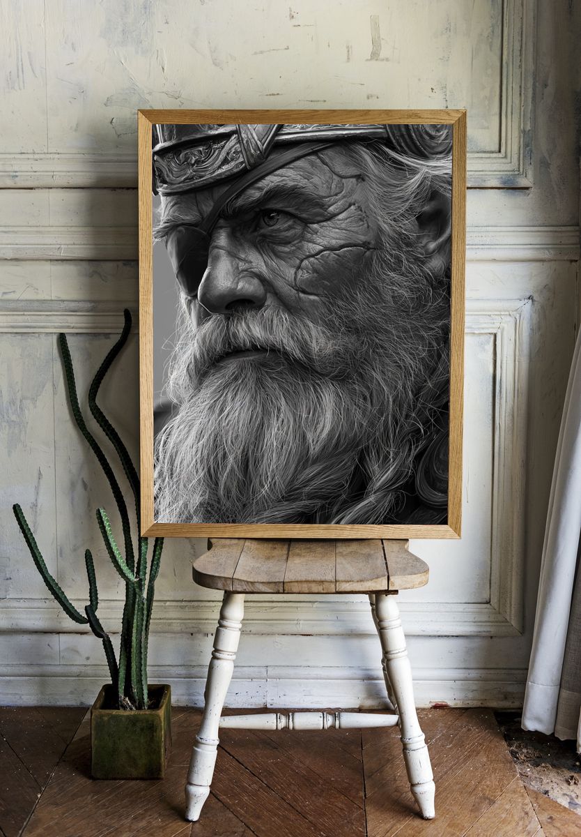 Viking Warrior Portrait Print. — room view 1