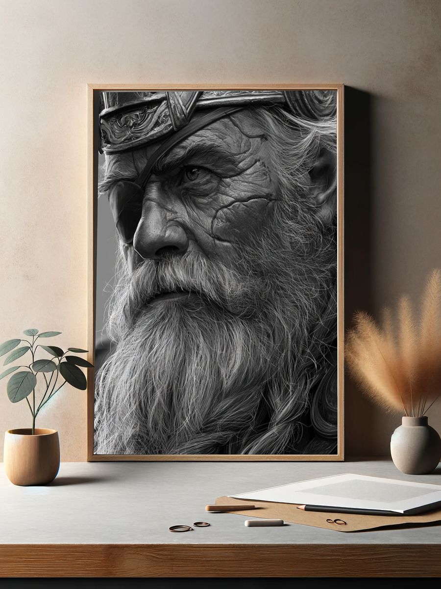 Viking Warrior Portrait Print. — room view 2