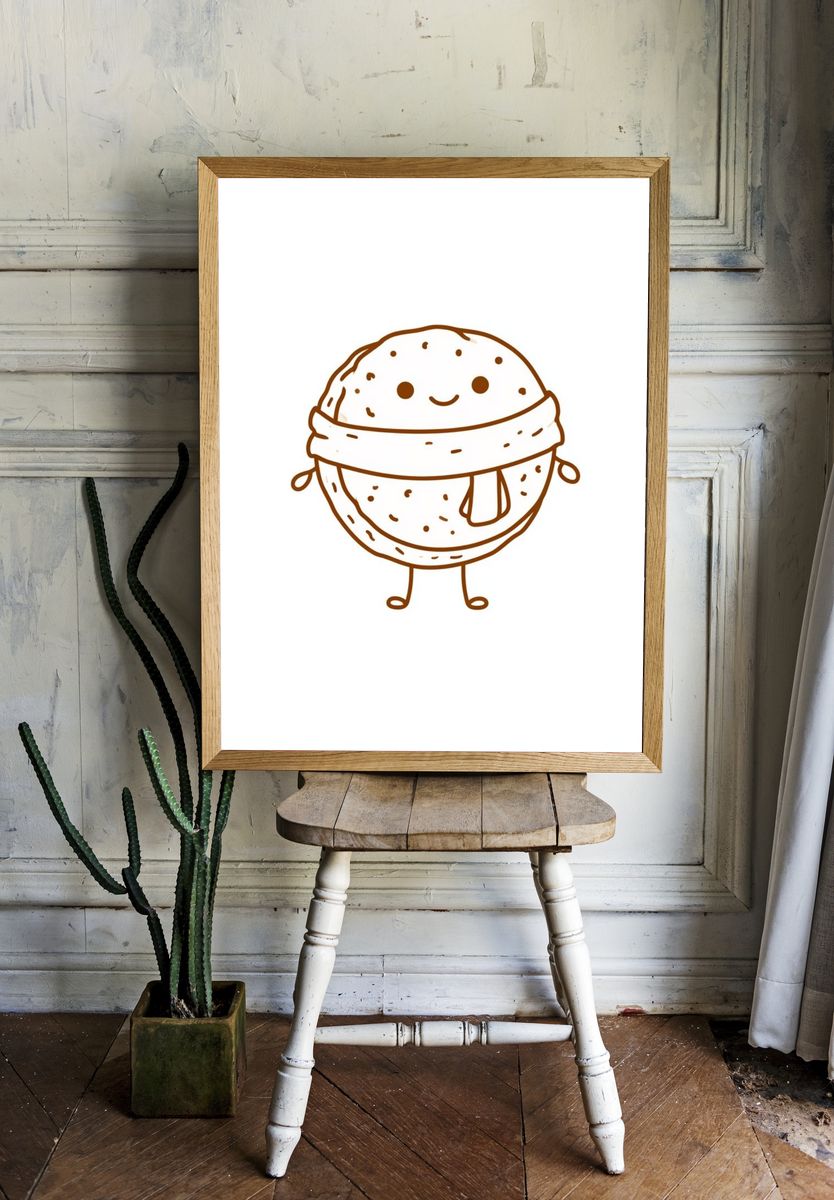Cute Bread Character Illustration Poster. room preview