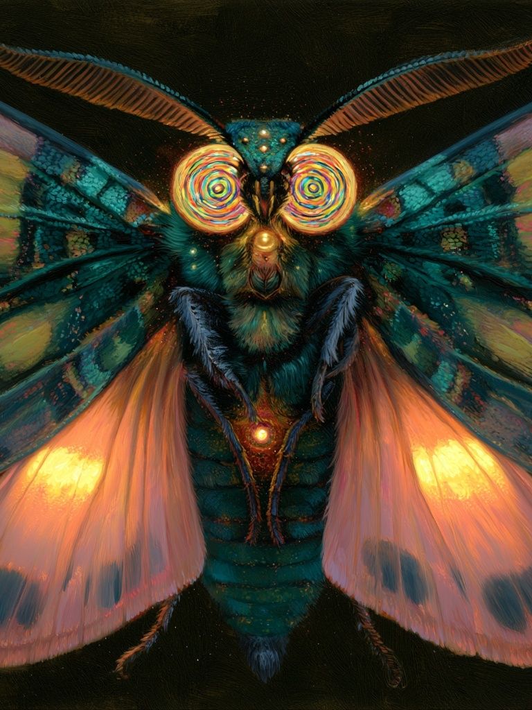 Psychedelic Moth Illustration Poster. poster — illustration art