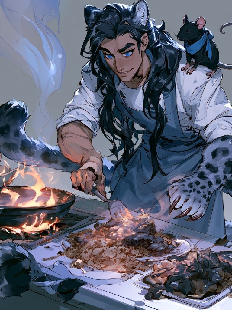 Fantasy Cat Chef Illustration Poster. poster — illustration art