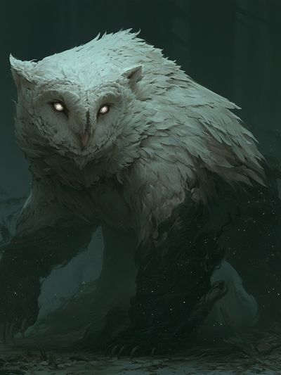 Ghost Owl Fantasy Illustration Poster.