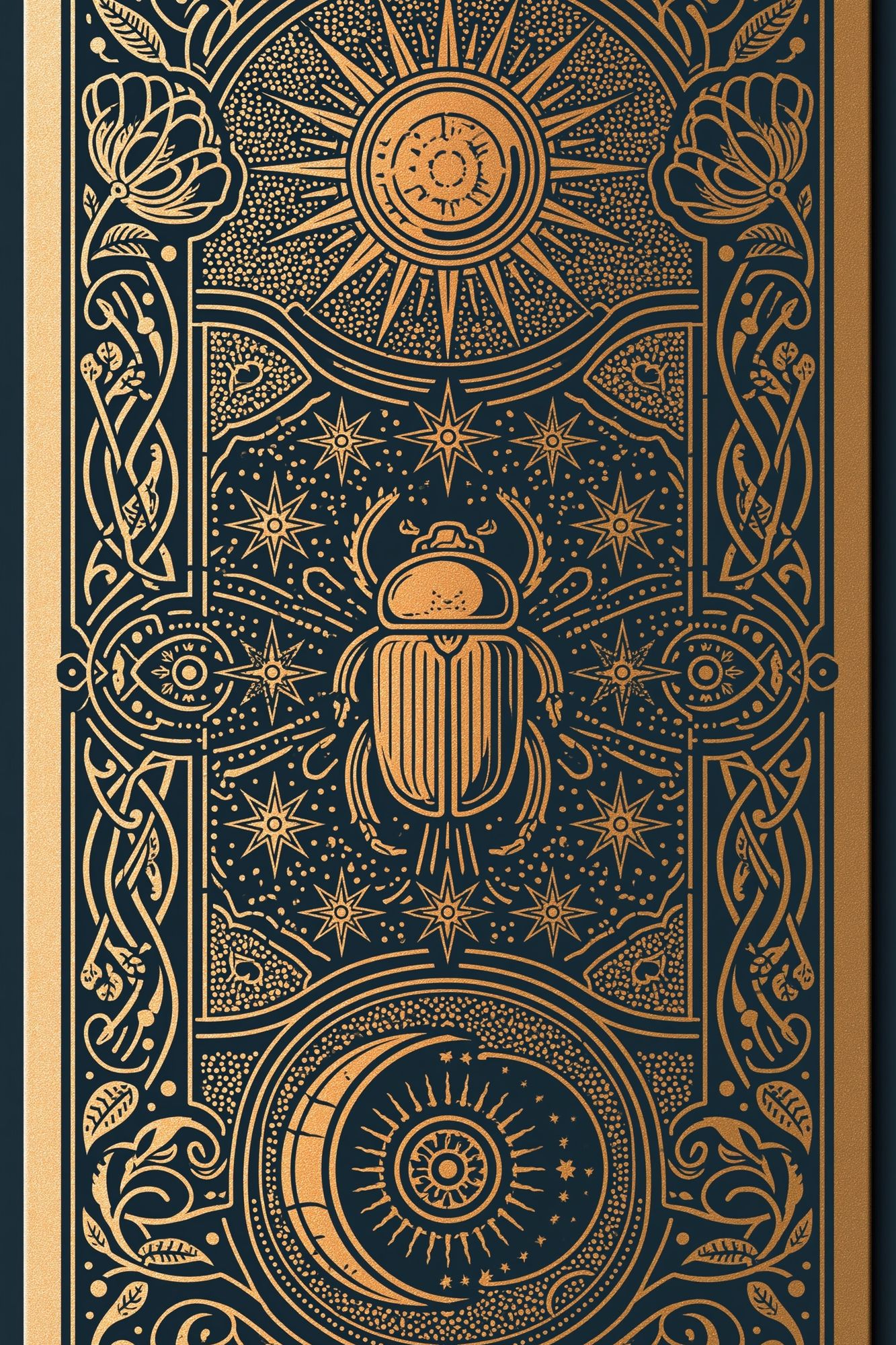 Golden Scarab Celestial Illustration Poster. poster — illustration art