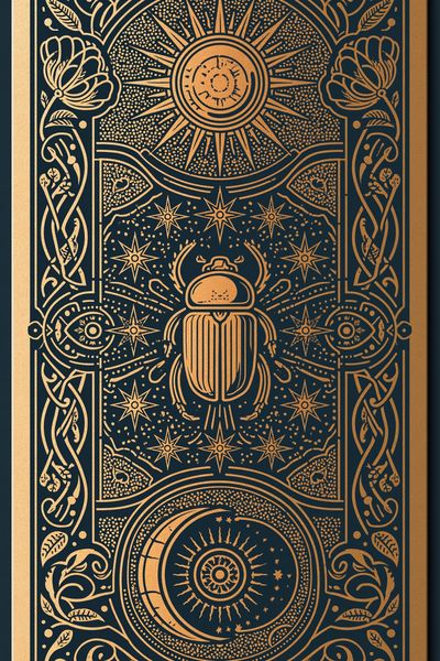 Golden Scarab Celestial Illustration Poster. poster