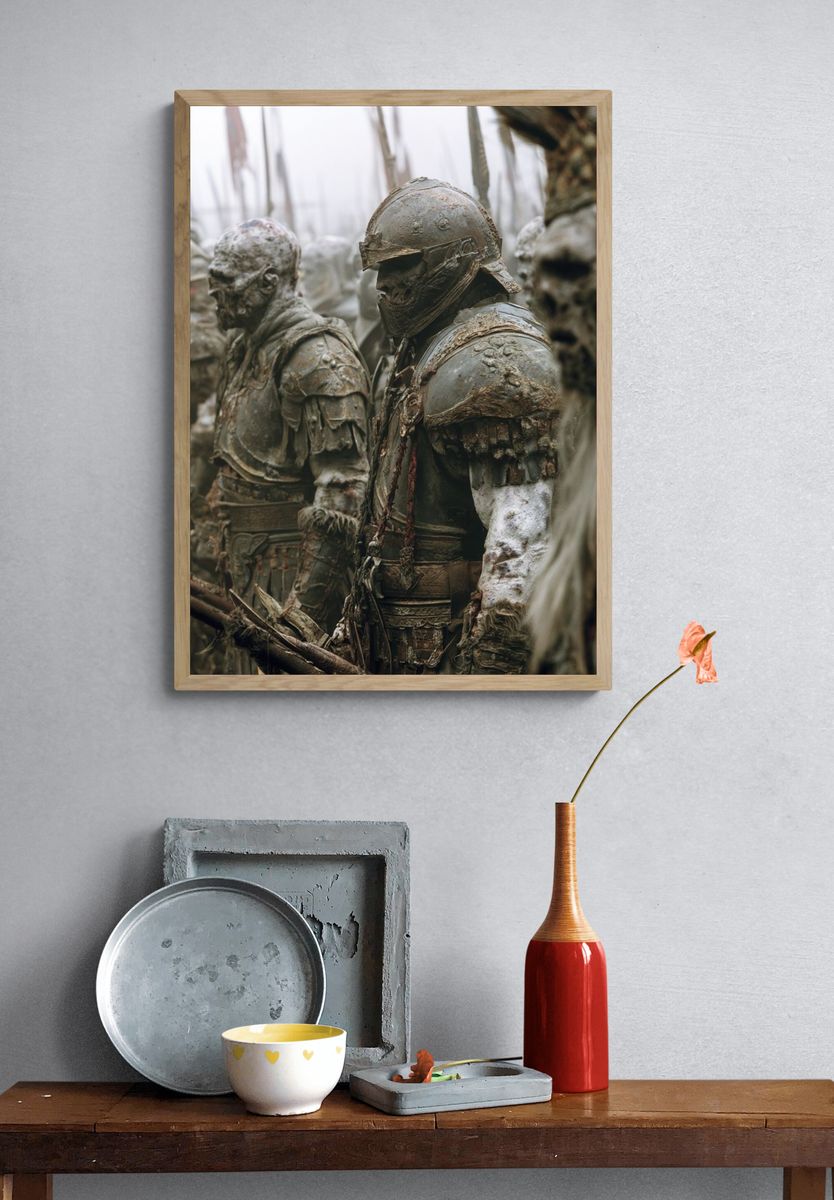 Ancient Warrior Lineup Illustration Print. — room view 3