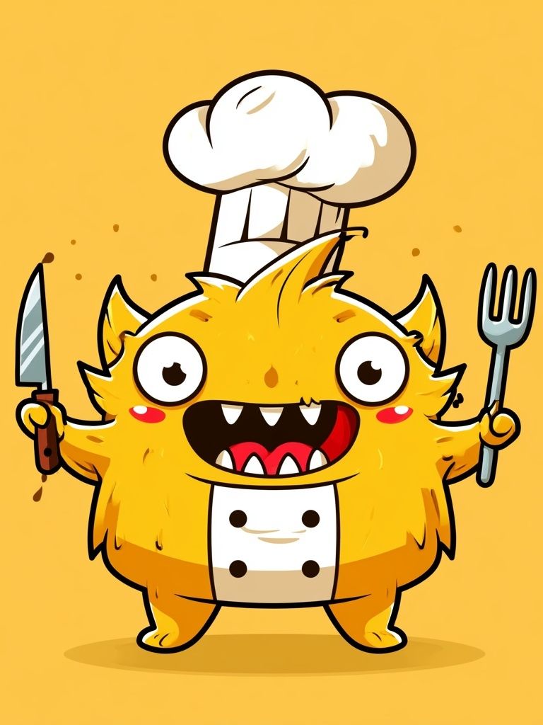Chef Monster Cartoon Poster. poster — illustration art