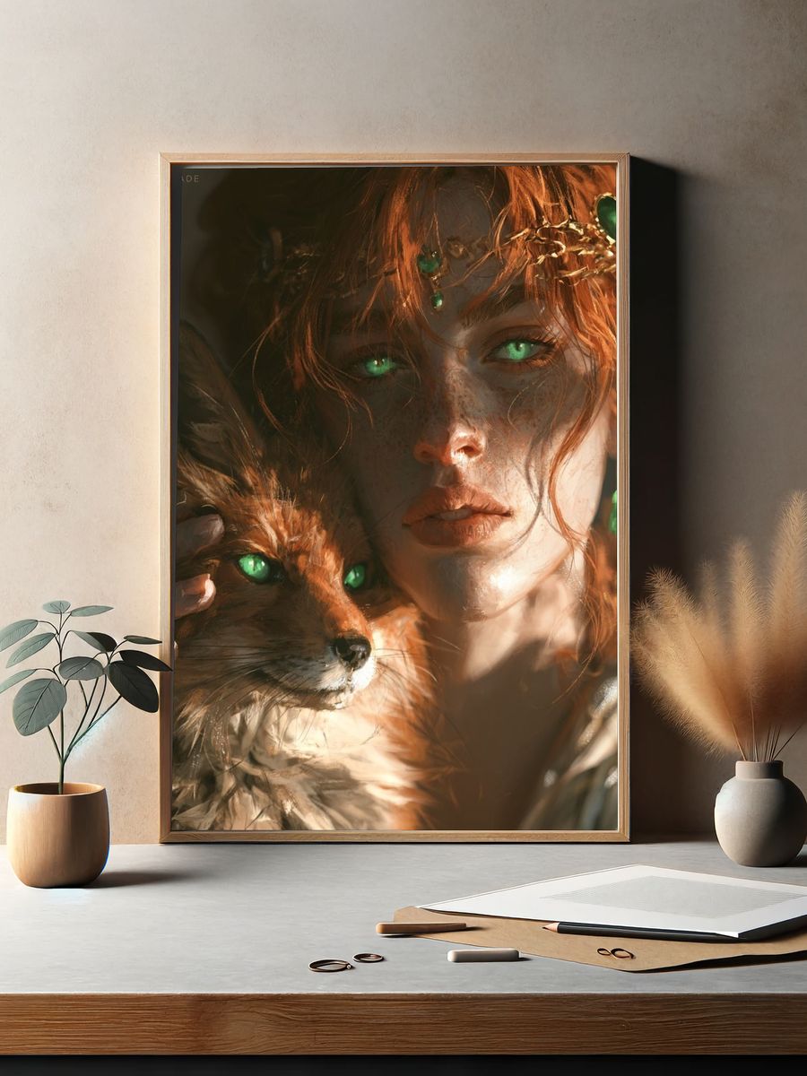Mystic Fox Portrait Print. — room view 2