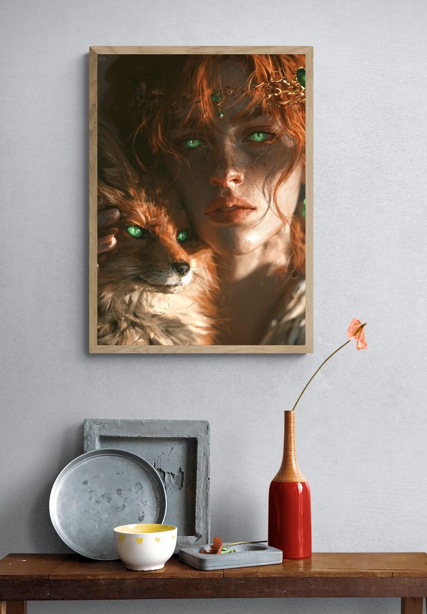 Mystic Fox Portrait Print. — room view 3