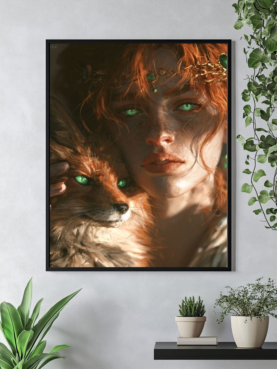 Mystic Fox Portrait Print. — room view 4