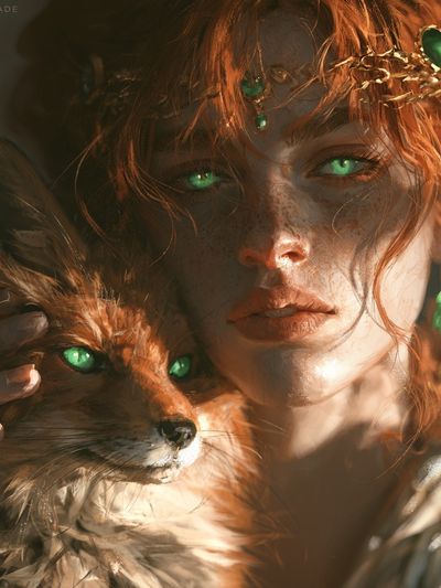 Mystic Fox Portrait Print. poster