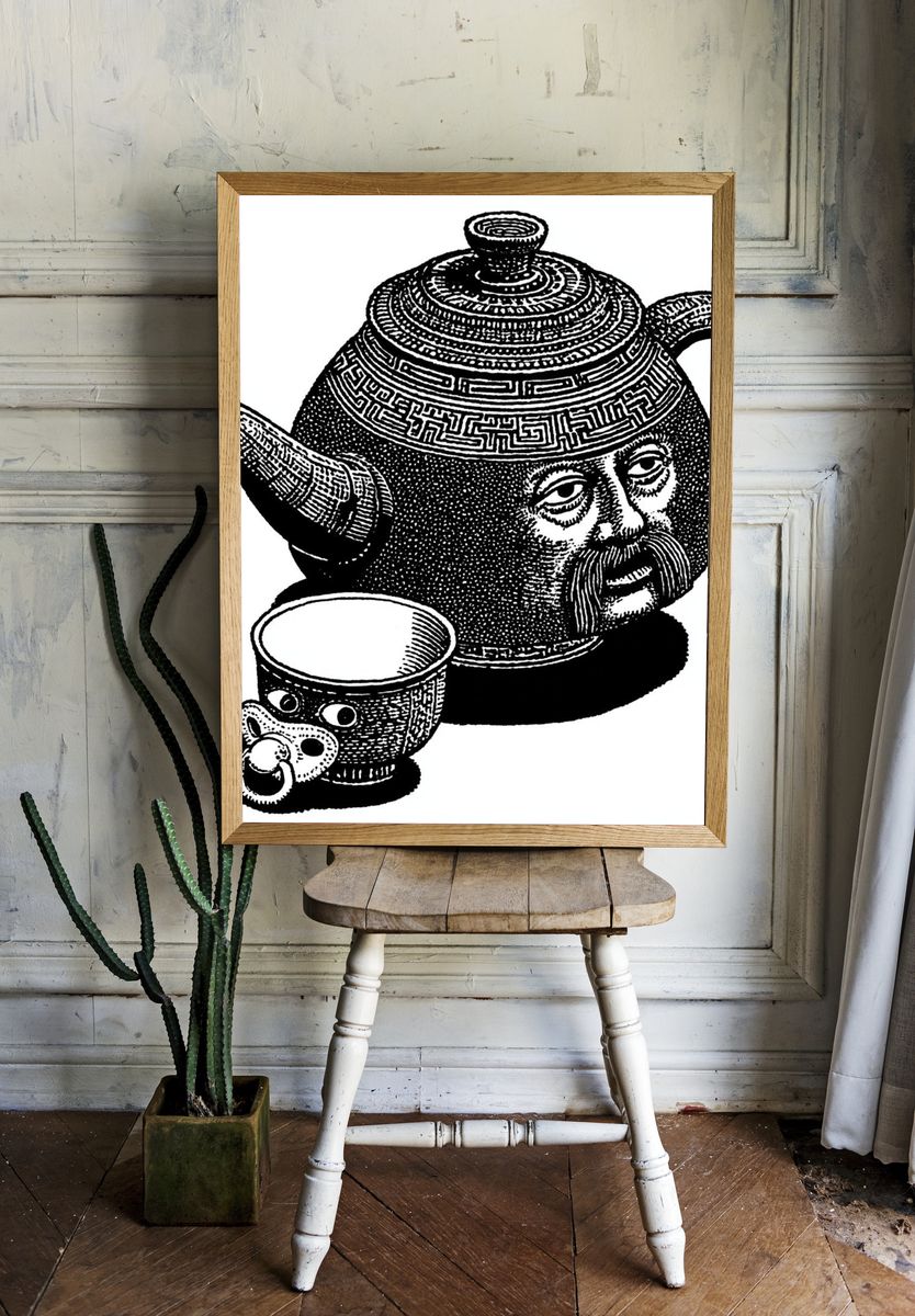 Teapot Face Illustration Poster. room preview