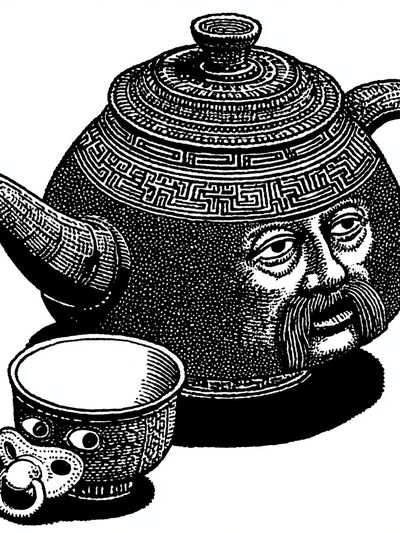 Teapot Face Illustration Poster.