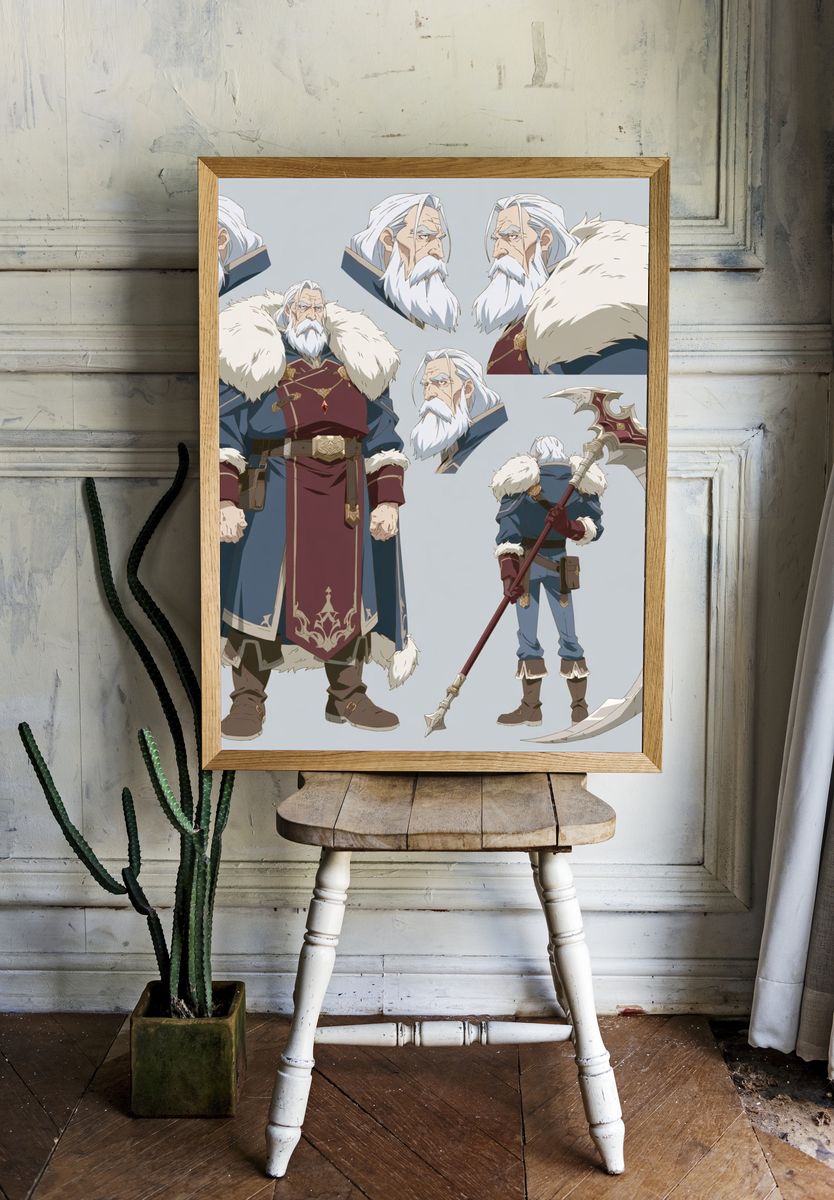 Elder Warrior Character Design Poster. — room view 1
