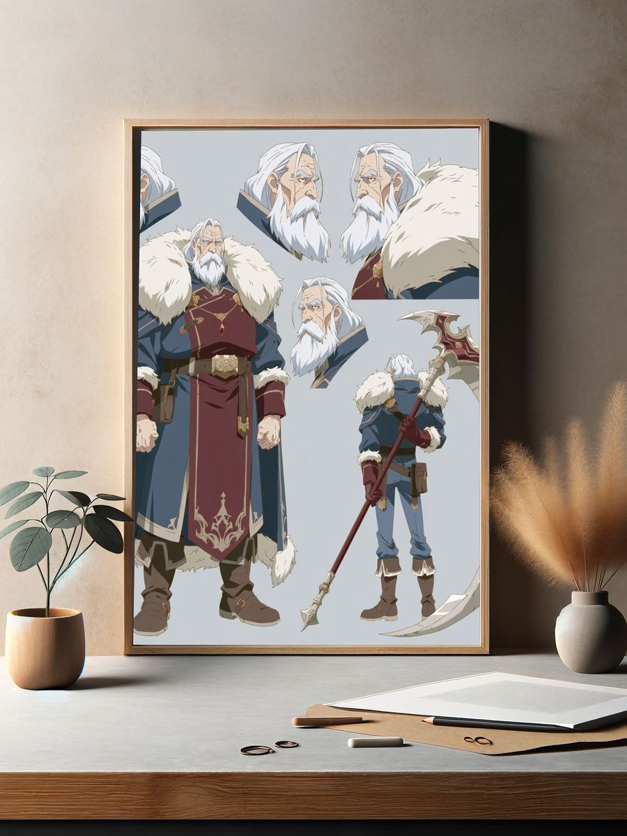 Elder Warrior Character Design Poster. — room view 2