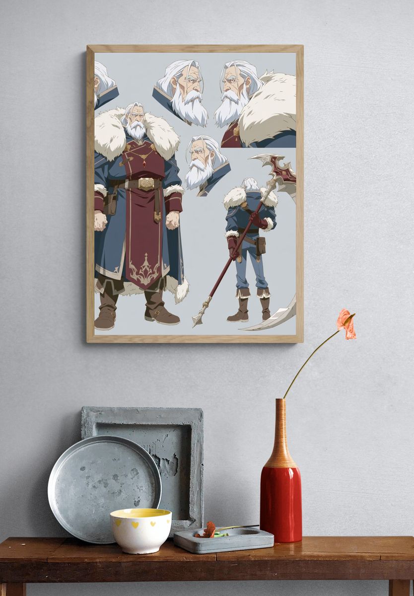 Elder Warrior Character Design Poster. — room view 3