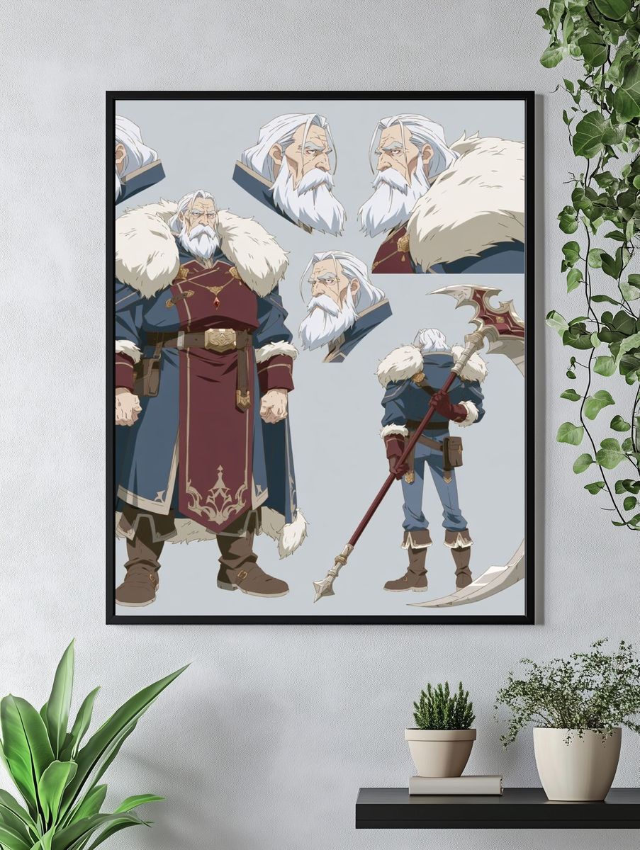 Elder Warrior Character Design Poster. — room view 4