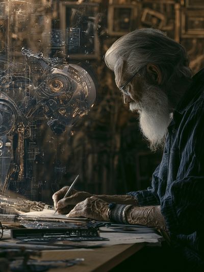 Steampunk Inventor Portrait Print.