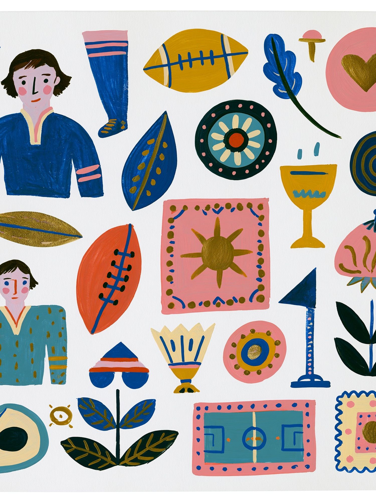 Playful Folk Symbols Illustration Poster. poster — illustration art