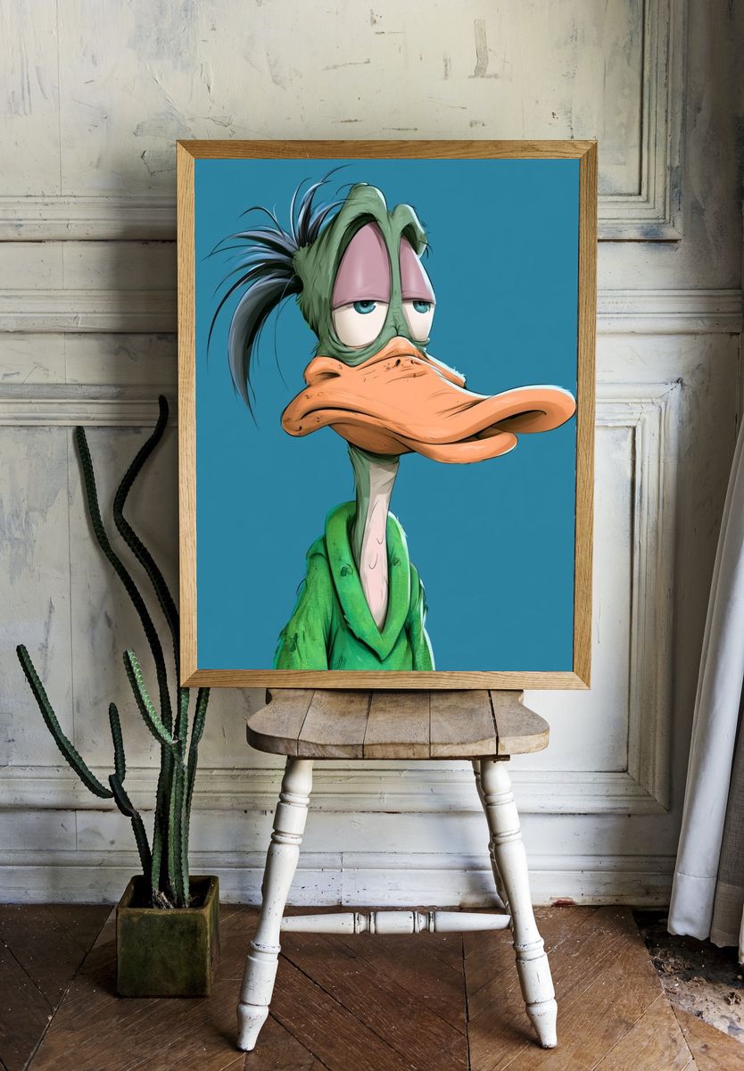 Daffy Duck Portrait Illustration Poster. — room view 1