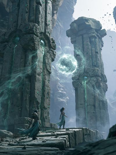 Mystic Ruins Portal Fantasy Print. poster