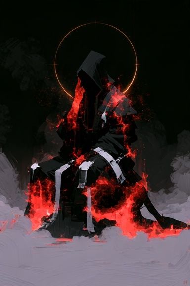 Infernal Hooded Figure Digital Art Poster. poster — illustration art