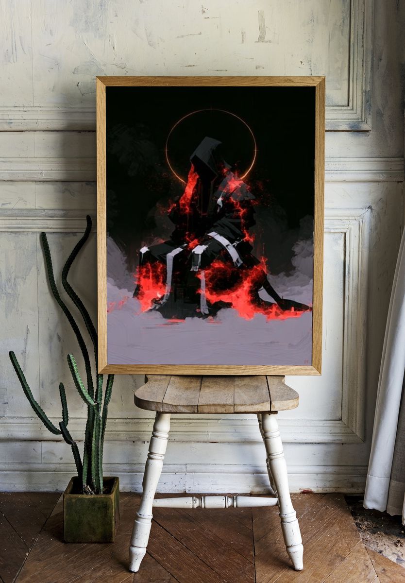 Infernal Hooded Figure Digital Art Poster. room preview