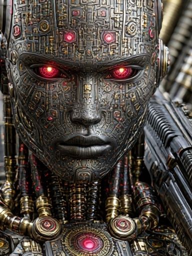 Cybernetic Android Portrait Print. poster — illustration art