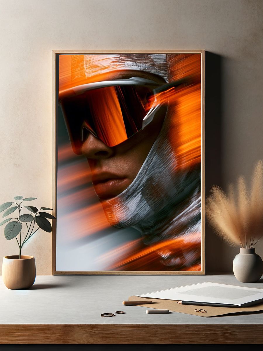Futuristic Helmet Portrait Print. — room view 2