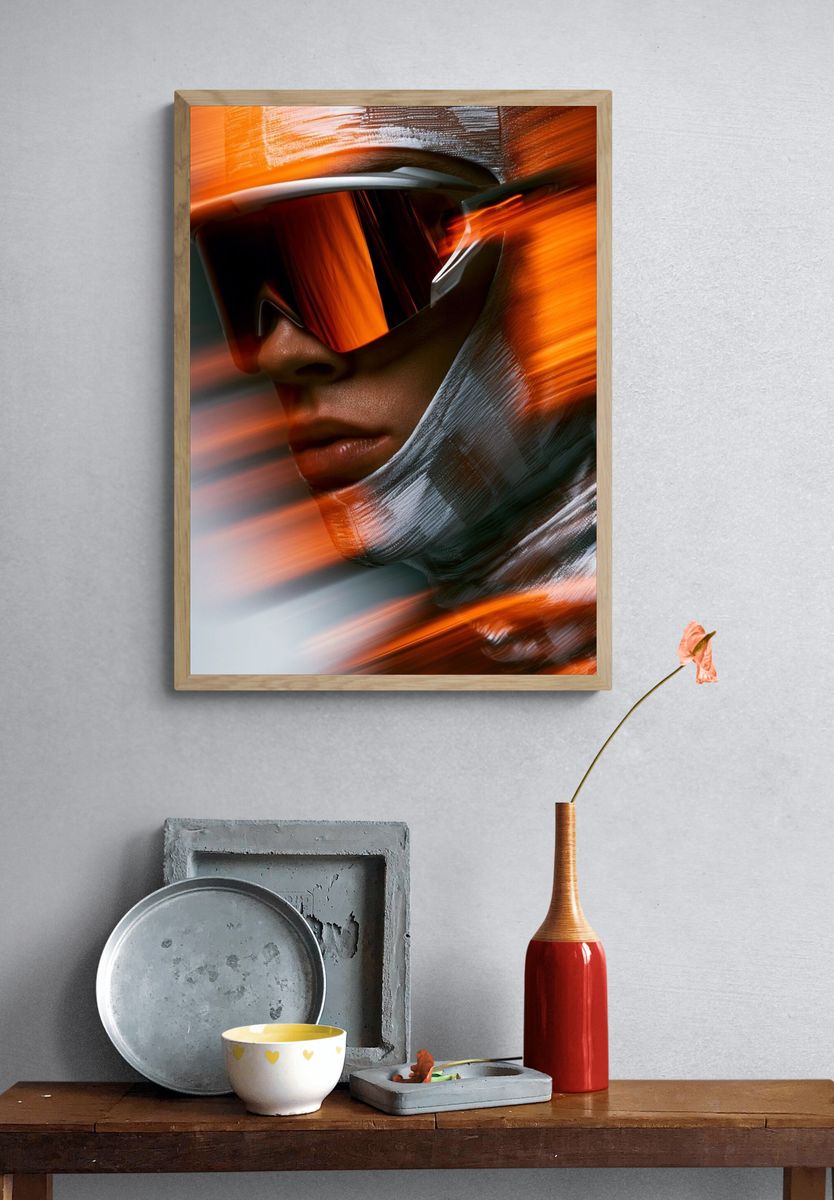 Futuristic Helmet Portrait Print. — room view 3