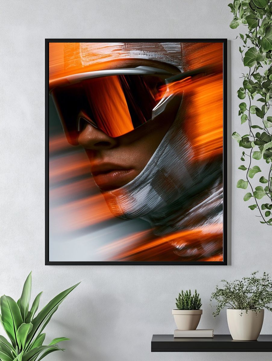 Futuristic Helmet Portrait Print. — room view 4