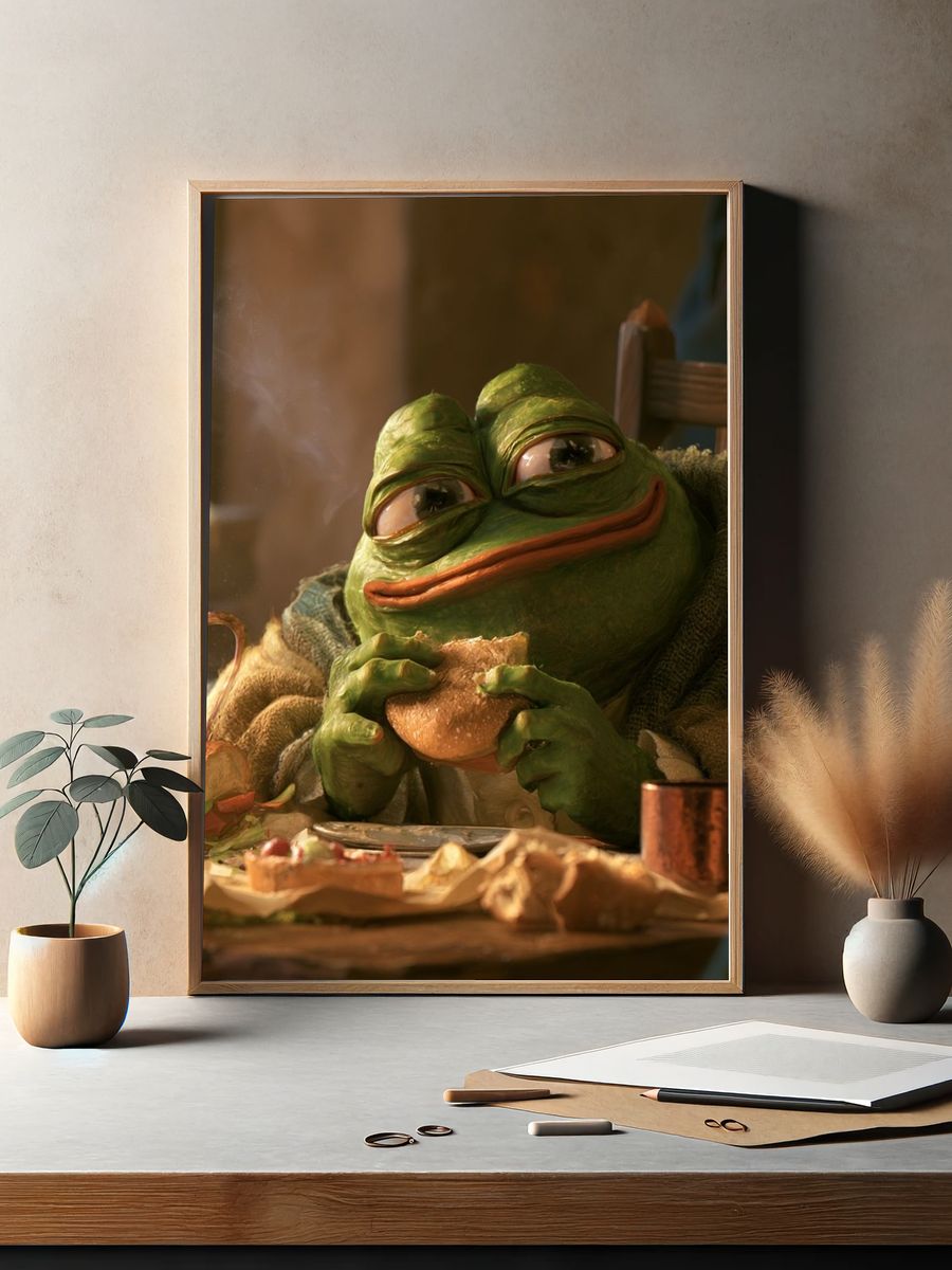 Frog Breakfast Portrait Print. — room view 2