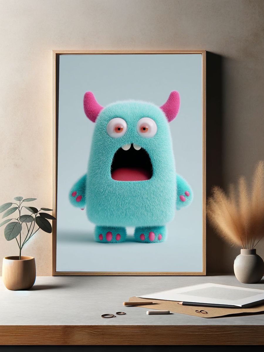 Cute Monster Character Illustration Poster. — room view 2