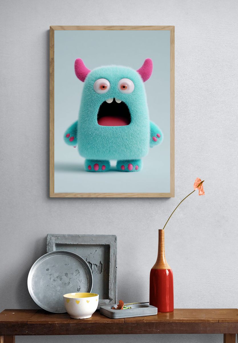 Cute Monster Character Illustration Poster. — room view 3