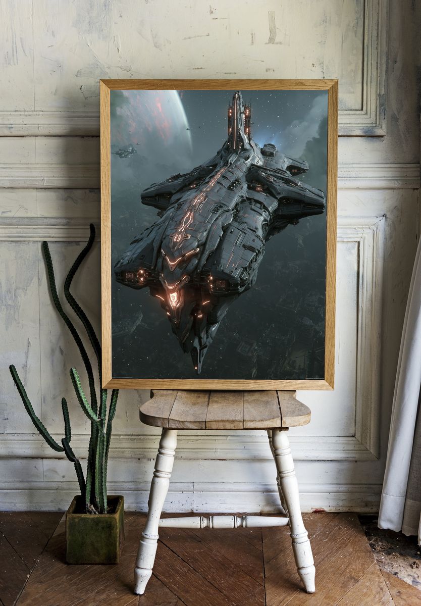 Alien Starship Sci-Fi Poster. room preview