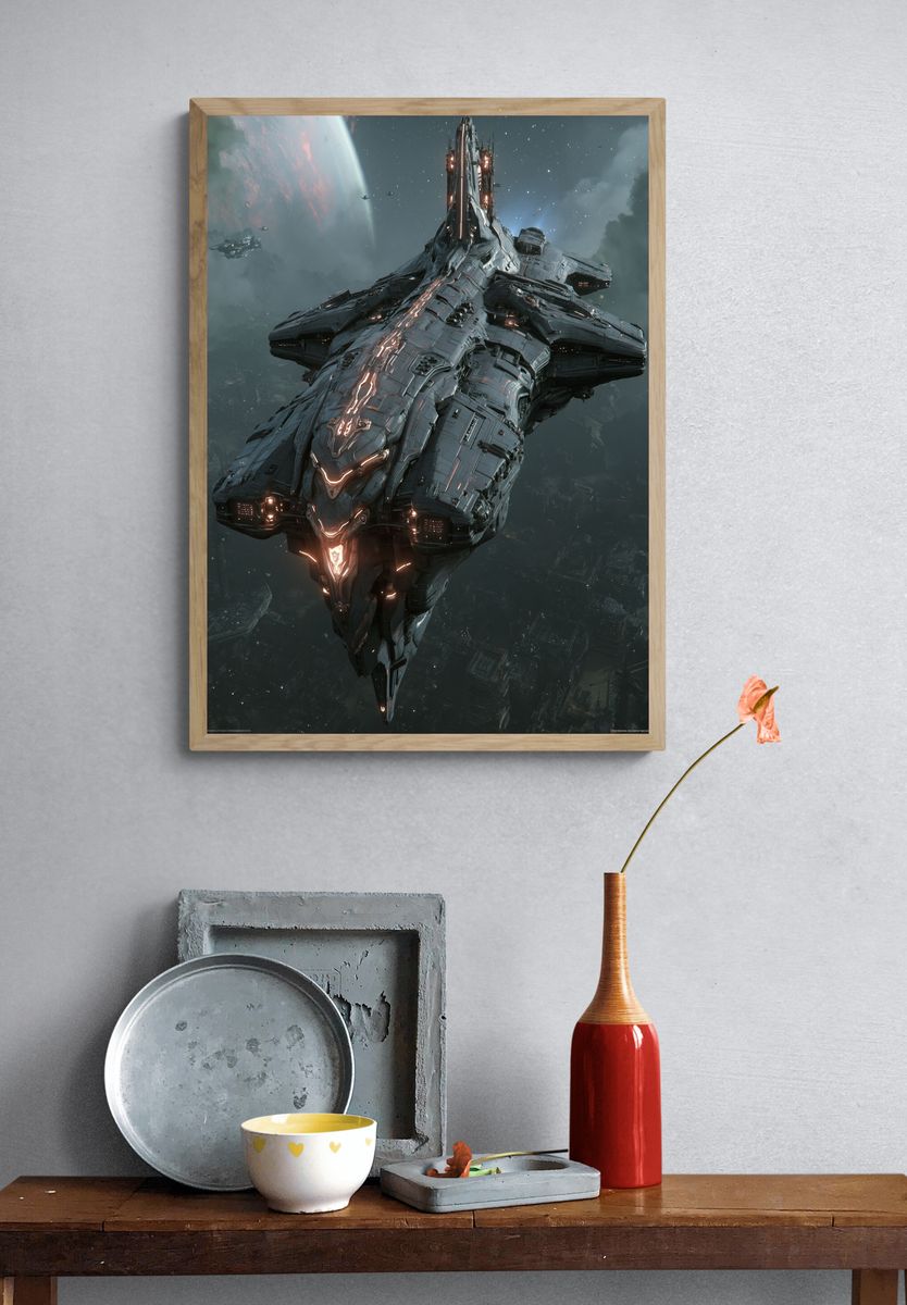 Alien Starship Sci-Fi Poster. — room view 3