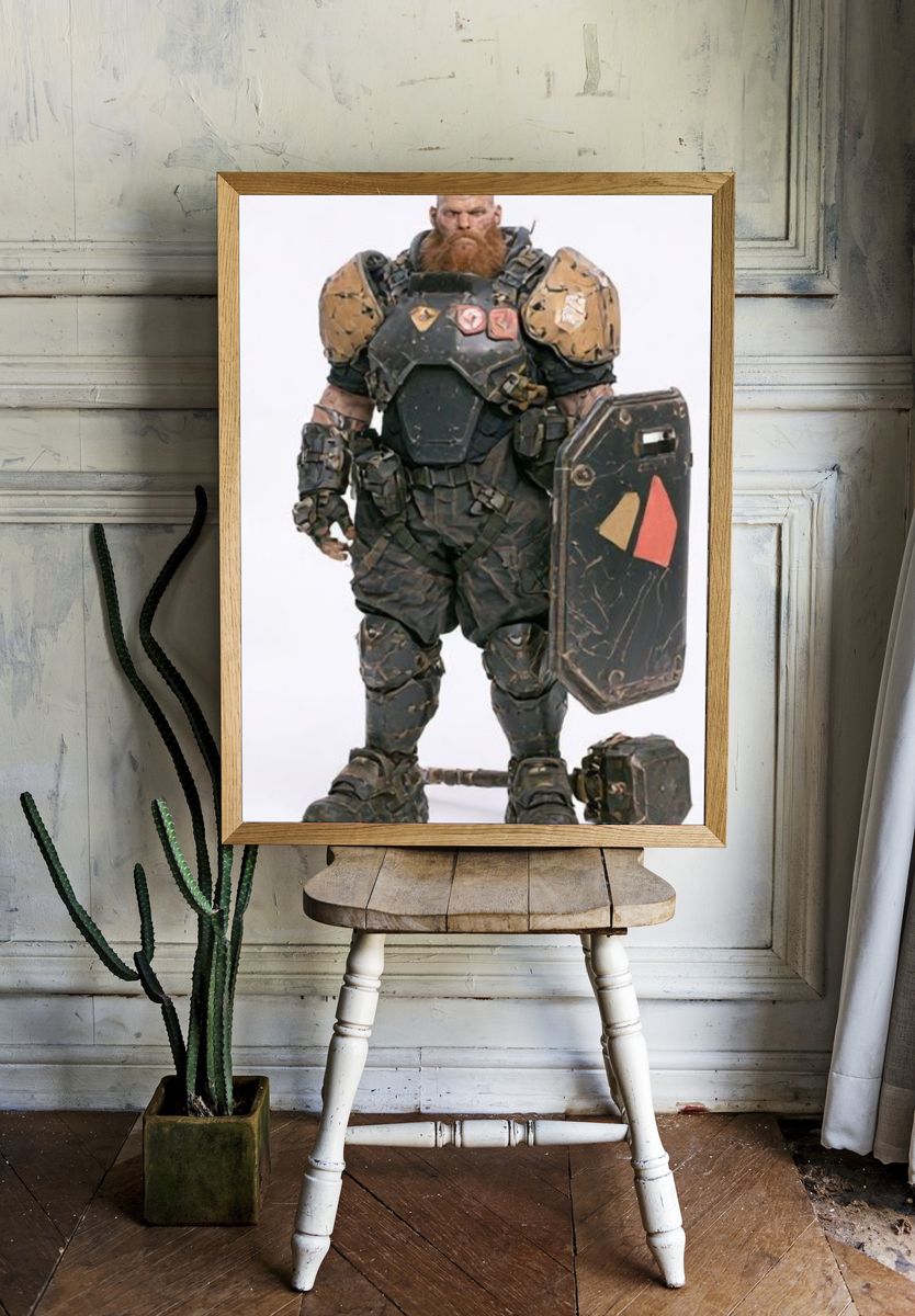 Armored Warrior Portrait Print. room preview