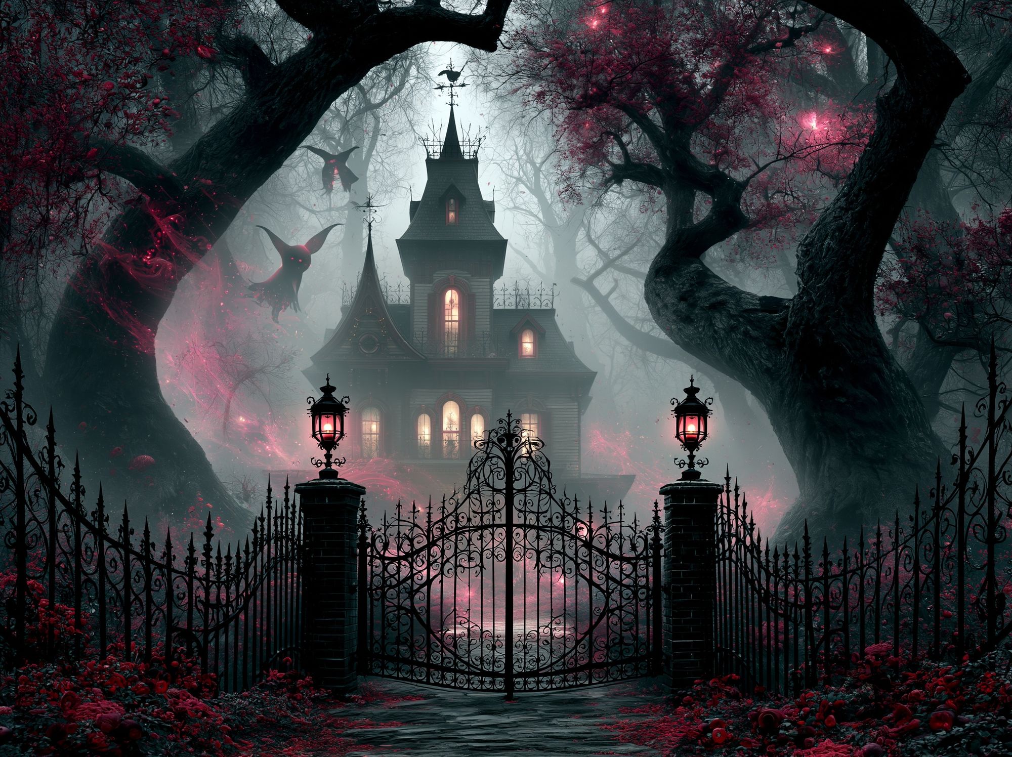 Haunted Gothic Manor Fantasy Poster. poster — illustration art