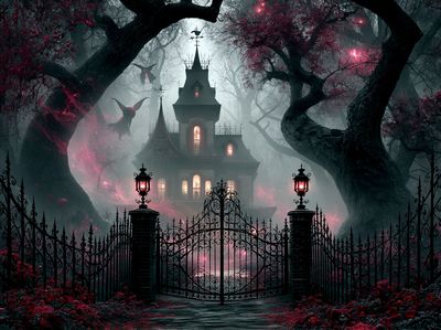 Haunted Gothic Manor Fantasy Poster.
